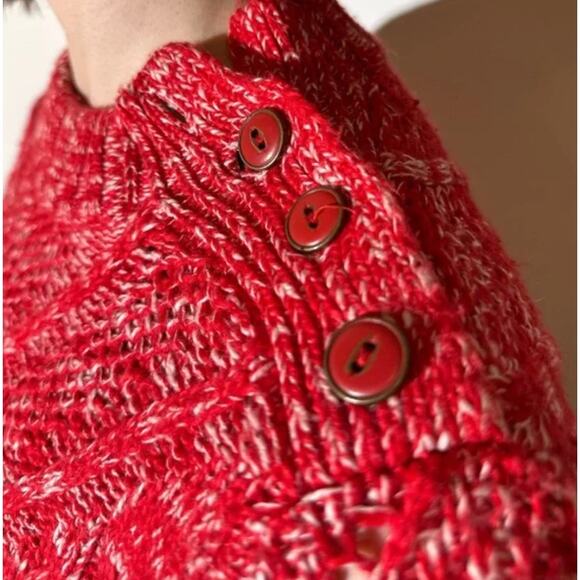FAHERTY Delilah Cable Knit Marled Sweater Summer Sun Red Sz S {E8} - Picture 3 of 6
